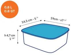 New Freshbox - Boite de conservation rectangulaire couvercle bleu 80cl Professionnels De La Restauration|Boîtes Rectangulaires
