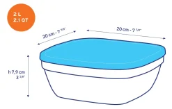 Discount Freshbox - Boite de conservation carrée couvercle bleu 2L Boîtes Carrées